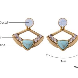 Turquoise Antique Gold geometric stud earrings